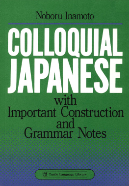 Noboru Inamoto Colloquial Japanese