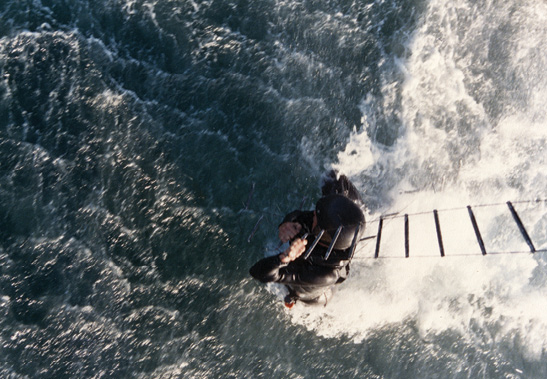 Climbing caving ladder to helicopter 1985 SEAL Team One at Camp Kerry - photo 8