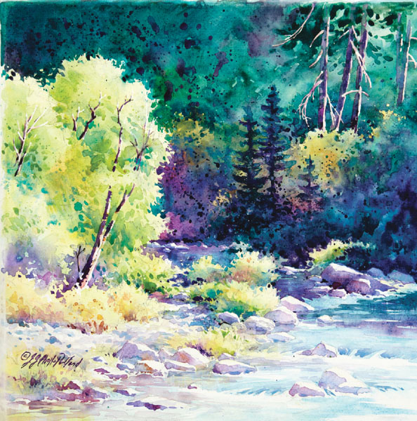 EARLY FALL TRINITY RIVER Watercolor on canvas 12 12 30cm 30cm - photo 4