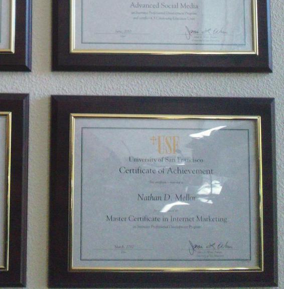 Certificates from the USF Internet Marketing Program still adorn my walls - photo 6