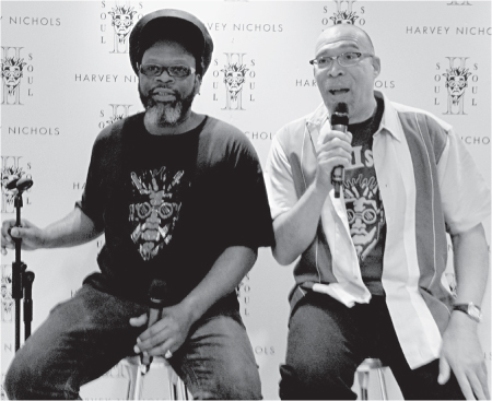 At the Soul II Soul clothing launch Jazzie B and Lloyd Bradley show Frank and - photo 2