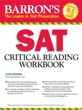 Sharon Weiner Green M.A. Barrons SAT Critical Reading Workbook, 14th Edition