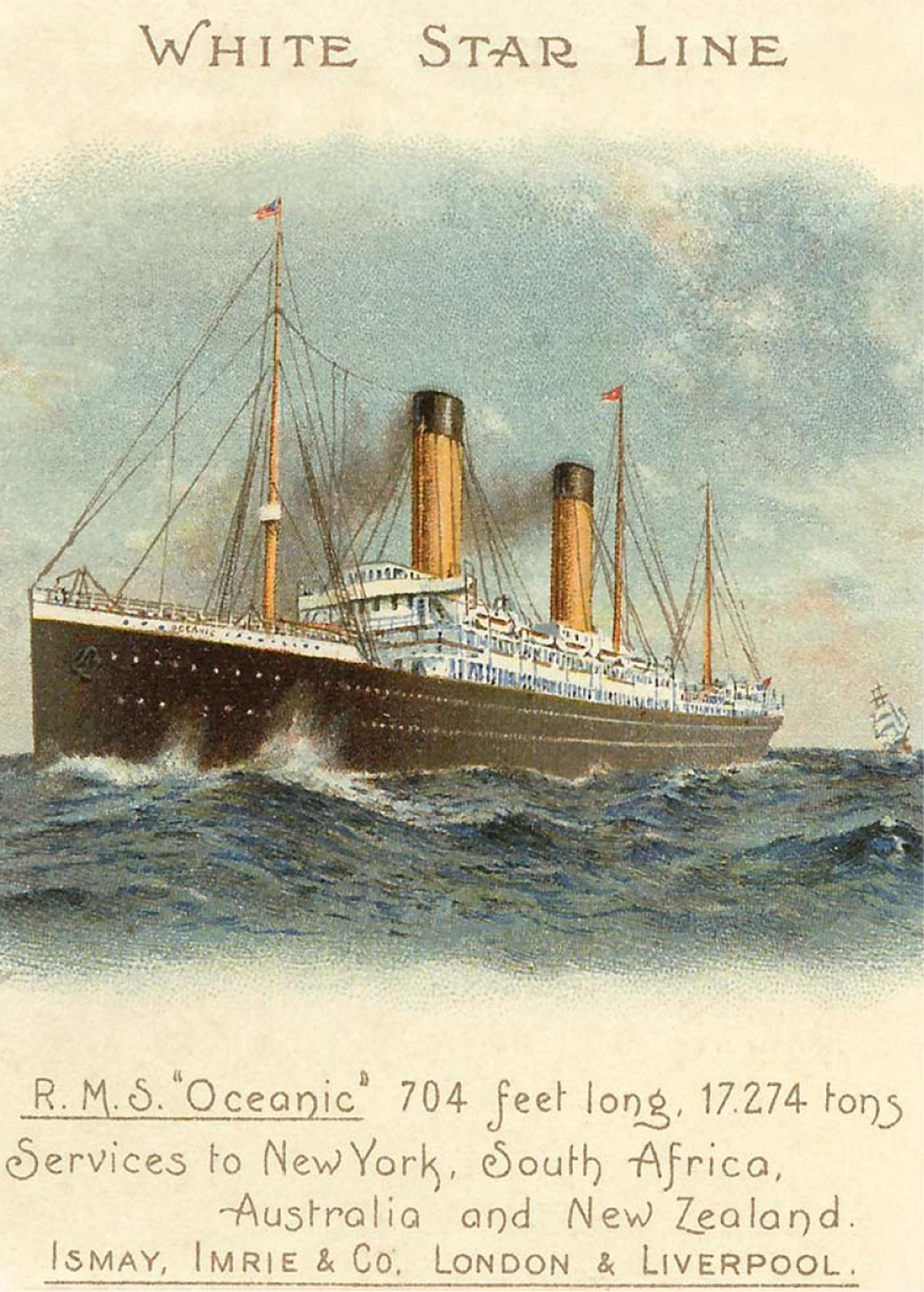 An advertisement for the White Star liner Oceanic of 1899 showing her fine - photo 4