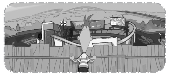 Ferb looked at Perry again but Phineas was already peeking over the backyard - photo 6