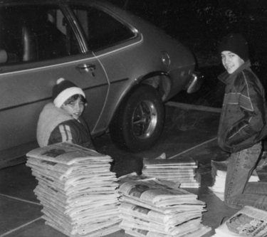 Joe left and Colin right prepping newspapers in Colins garage and walking - photo 2