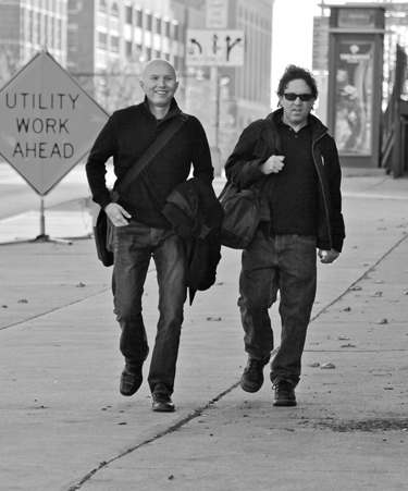 Joe left and Colin right prepping newspapers in Colins garage and walking - photo 3