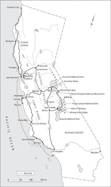 Map 1 Ruesss travels on roads and trails in California 1930 and 1933 Map - photo 3