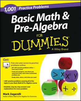 Mark Zegarelli 1,001 Basic Math and Pre-Algebra Practice Problems For Dummies