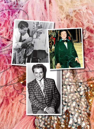 Clockwise from top left Liberace hand-painting a shirt Liberace at a 1950s - photo 6