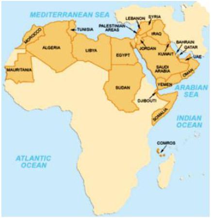 The dark countries on the map show the Arab League Written Arabic The core of - photo 3