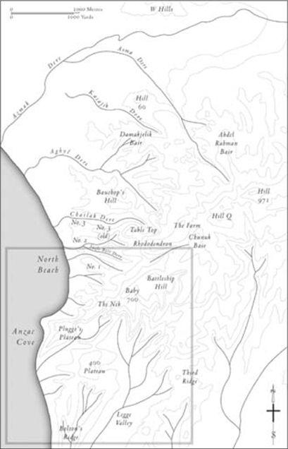 Main topographical features at Anzac Old Anzac area marked for more details - photo 4