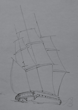 Sketch of a Royal Navy ship by Jane Austens nephew Captain Herbert Austen In - photo 2