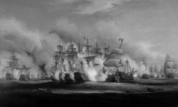 Ships locked in battle at Trafalgar in a painting by Thomas Luny After the - photo 6