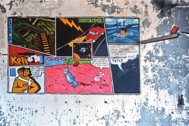 The deconstructed cartoon drawn on the wall of the Ward Line Pier 1983 On the - photo 7