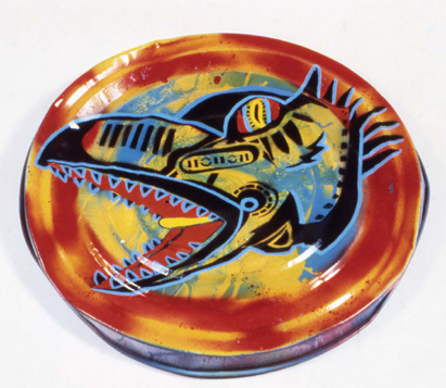 Screaming Bird Lid 1983 Acrylic on garbage can lid 19 inches in diameter - photo 10