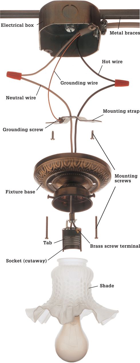 In a typical incandescent light fixture a black hot wire is connected to a - photo 7