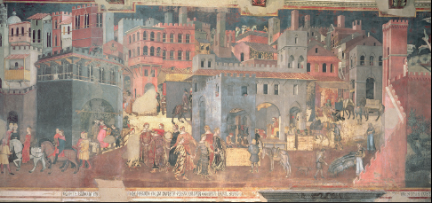 1A Ambrogio Lorenzetti Good Government in the City 13381340 detail fresco - photo 2