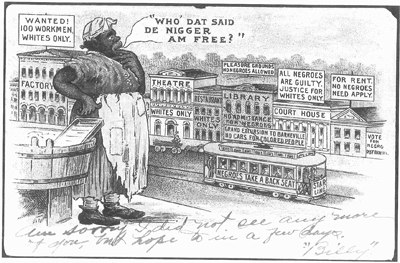 This racist postcard intended to show blacks in a comic stereotypical manner - photo 4