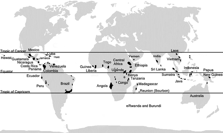 Figure I1 Where coffee grows Map by Lara Thurston Boom-and-bust cycles - photo 2