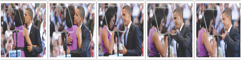 Photographic series shows Barack Obama and his wife Michelle onstage during - photo 3