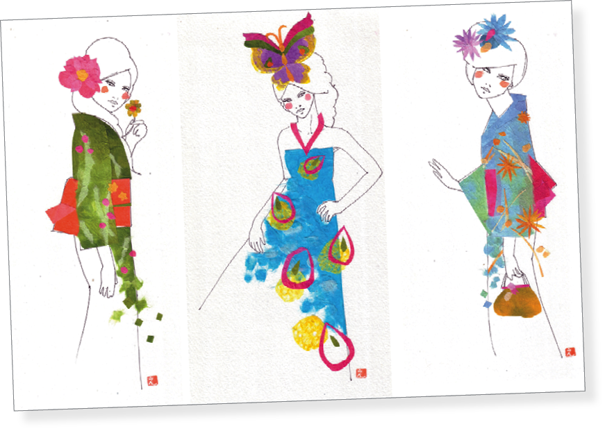 My hand-drawn illustrations feature collaged elements of traditional washi - photo 3