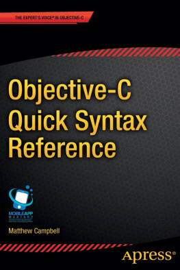 Matthew Campbell Objective-C Quick Syntax Reference