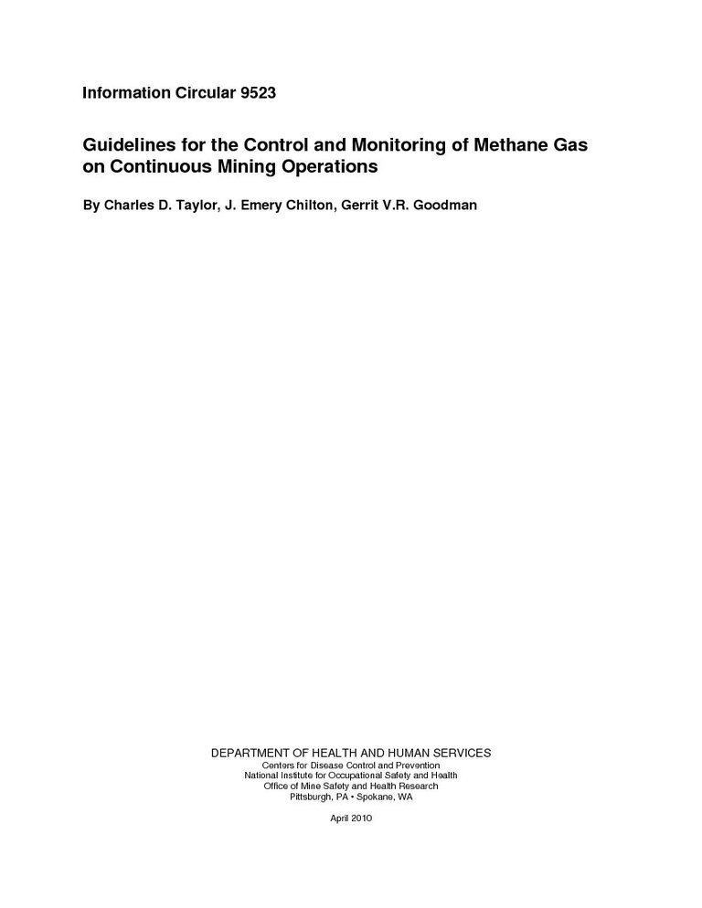 Guidelines for the Control and Monitoring of Methane Gas on Continuous Mining Operations - photo 1