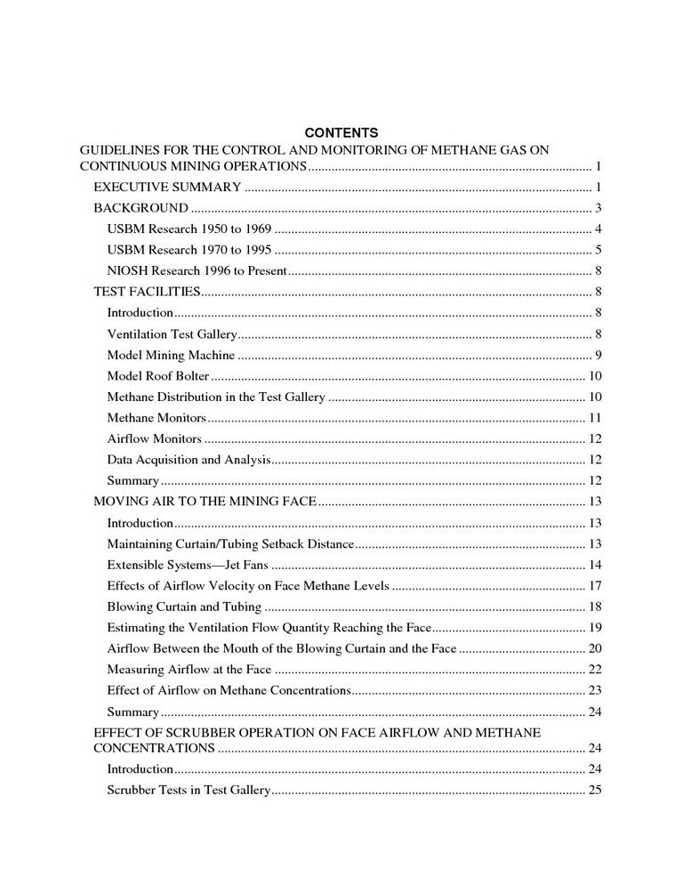 Guidelines for the Control and Monitoring of Methane Gas on Continuous Mining Operations - photo 3