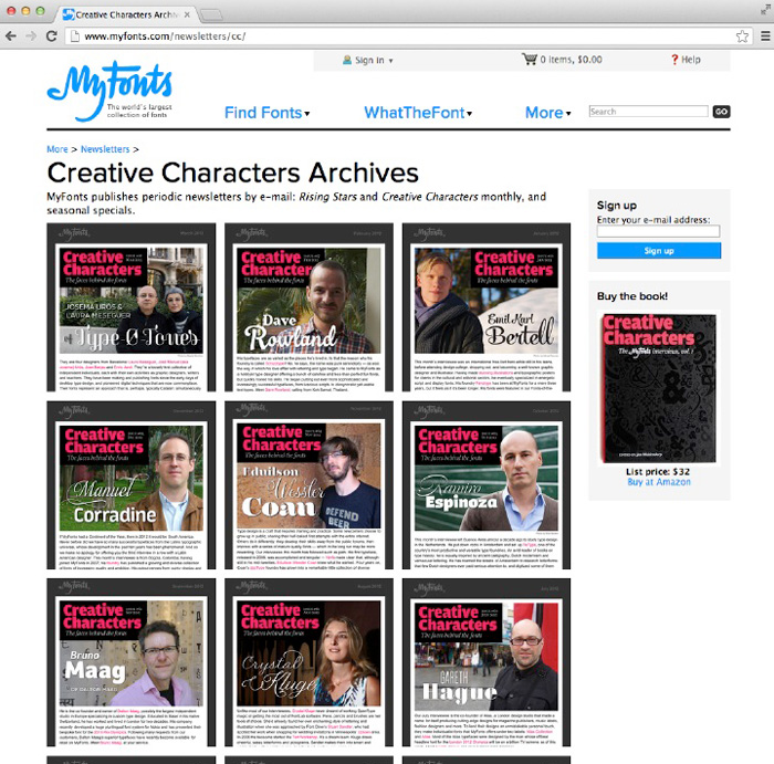 MyFonts Creative Characters newsletter directory Since 2007 MyFonts has - photo 2