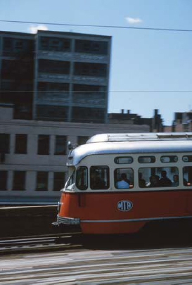 A Boston MTA PCC glides off the elevated at Lechmere Richard Jay Solomon - photo 1