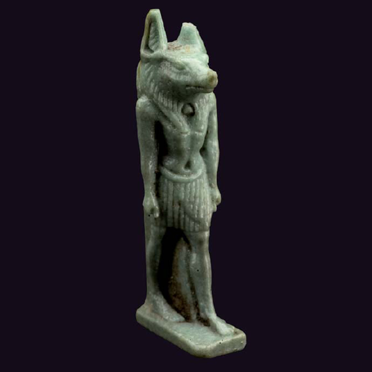 Glazed ceramic amulet representing Anubis the guardian of the tombs Dated - photo 9