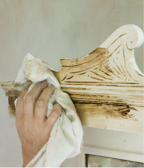 textured paint cabinet distressing with brown wax For this project Ive - photo 12