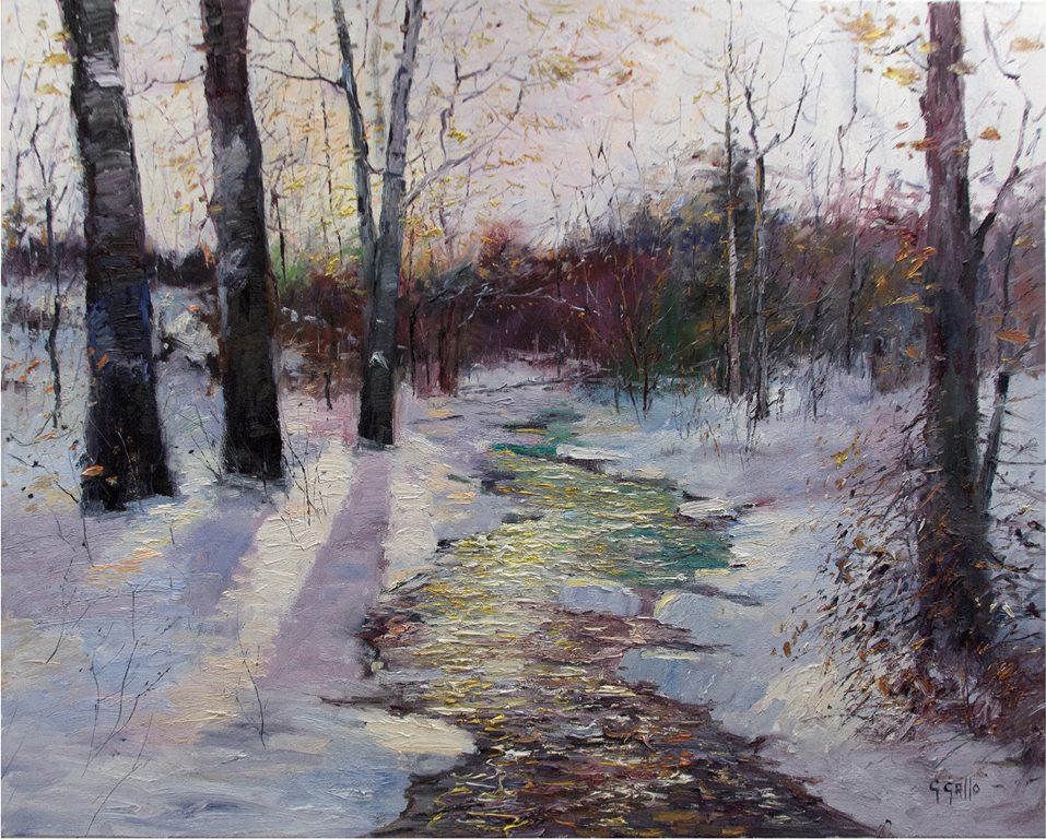 PHILLIPS MILL STREAM IN WINTER George Gallo Oil on canvas 48 60 122cm - photo 4