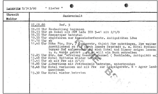 Secret Stasi overview of the days monitoring of Kiefer in Dresden on August 2 - photo 4