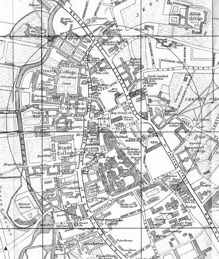 Cambridge city center early 1950s Detail of a map published by W Heffer - photo 2