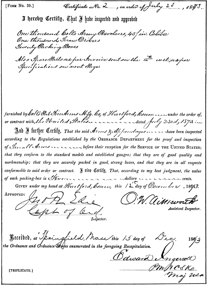 Inspection Certificate No 2 dated December 12 1873 Inspection - photo 10