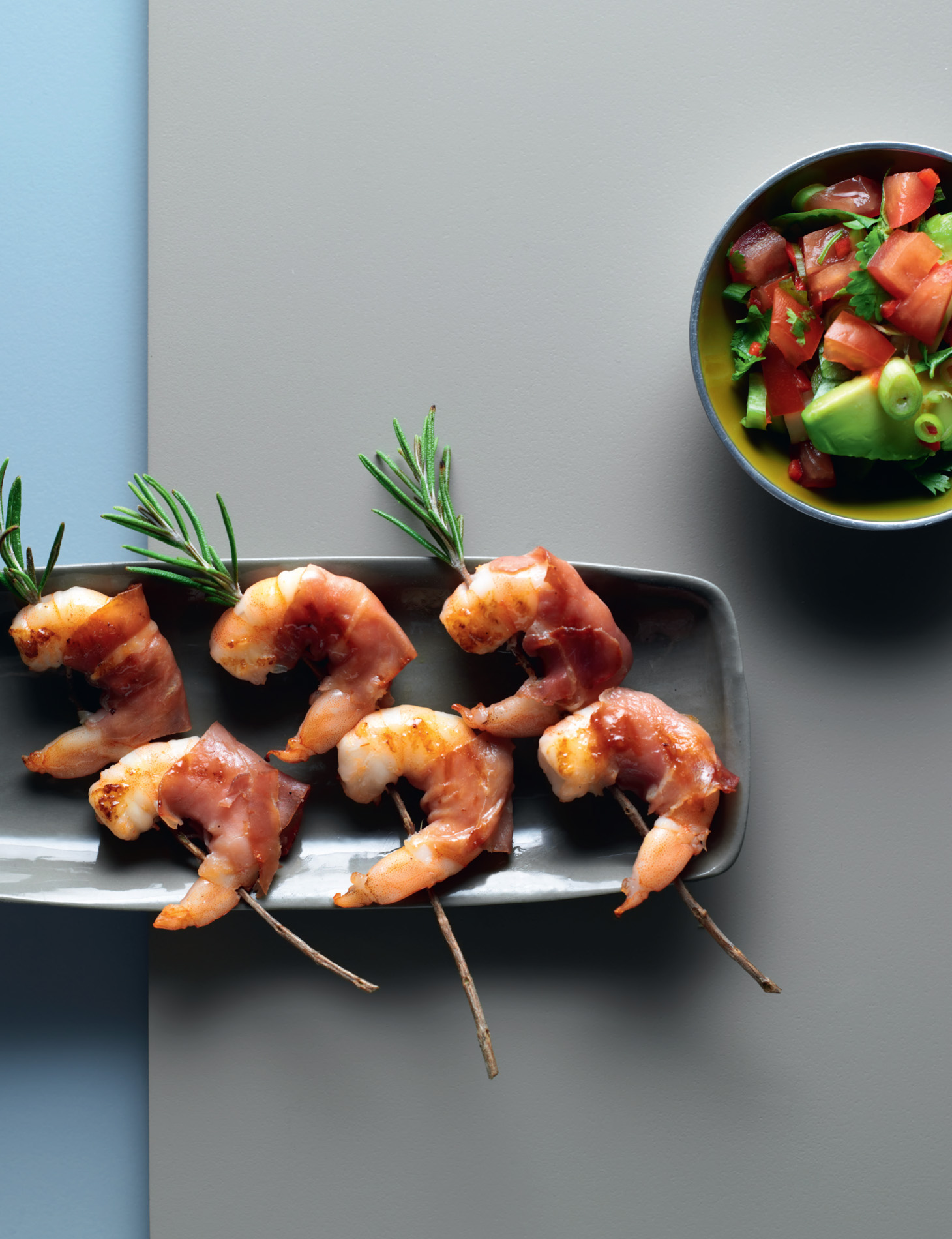 Prawn Prosciutto and Rosemary Skewers with Avocado Ginger and Lime Salsa I - photo 5