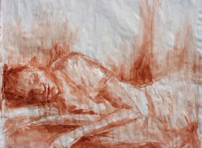 NAPPING Soon Y Warren Acrylic on drawing paper 18 23 46cm 58cm In a studio - photo 11