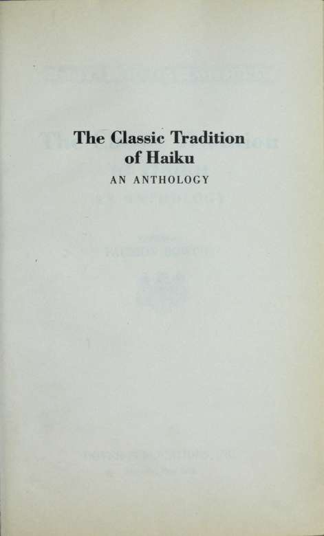 The Classic Tradition of Haiku An Anthology Dover Thrift Editions by Bowers Faubion - photo 4