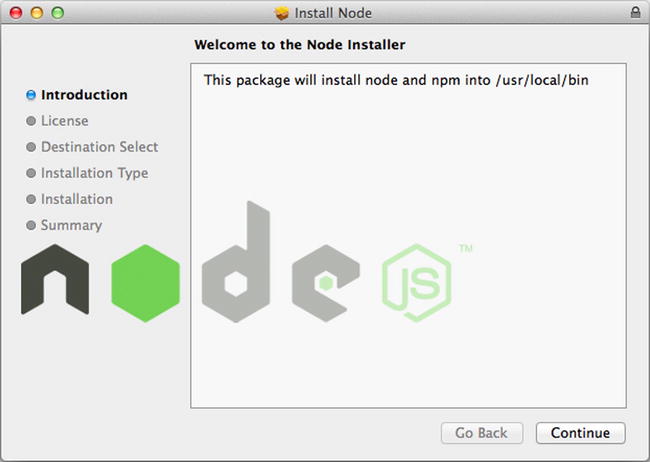 Nodejs Installer for Mac OS X When starting out stick with the defaults and - photo 7