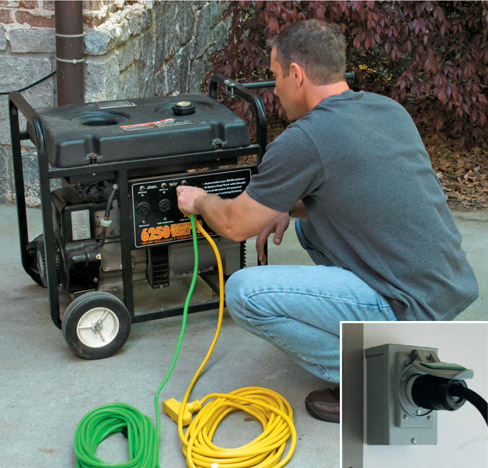 A permanent transfer switch patches electricity from a large portable generator - photo 8