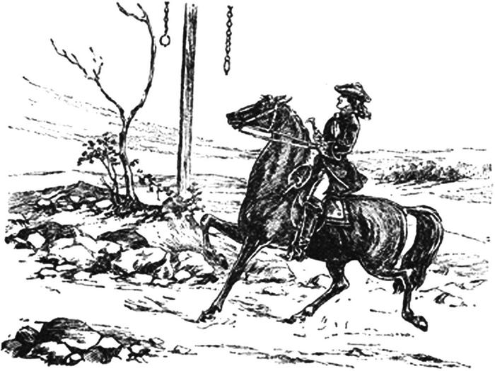 A highwayman confronts the gibbet that stood on Bagshot Heath This area of - photo 1