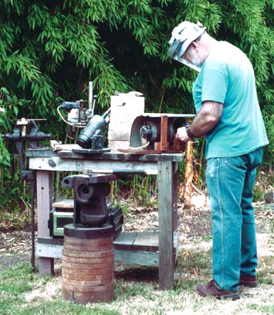 Heres the author at work in his backyard as it was setup for The 50 Knife Shop - photo 2