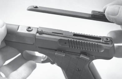 Retract the slide slightly and grasp the recoil spring guide at the front - photo 4