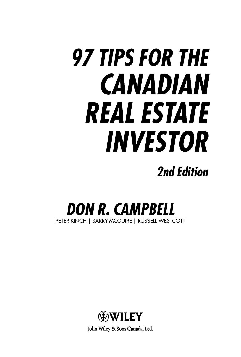 Table of Contents Praise from Canadians for the Real Estate Investment - photo 2