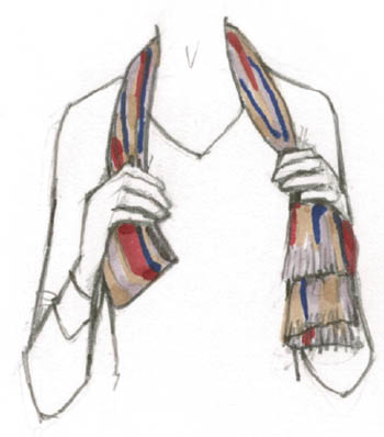 Drape a long scarf folded in half widthwise around the back of your neck - photo 16