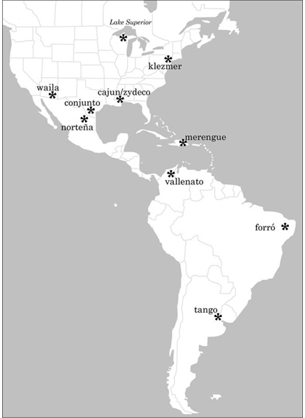 Figure 01 Accordion traditions in the Americas Map by Helena Simonett - photo 3