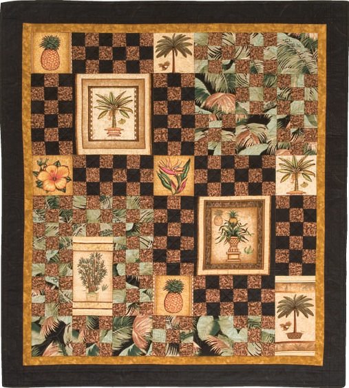 Palm Court 50 x 56 Judy Sisneros 2004 Machine pieced and quilted D oes - photo 3