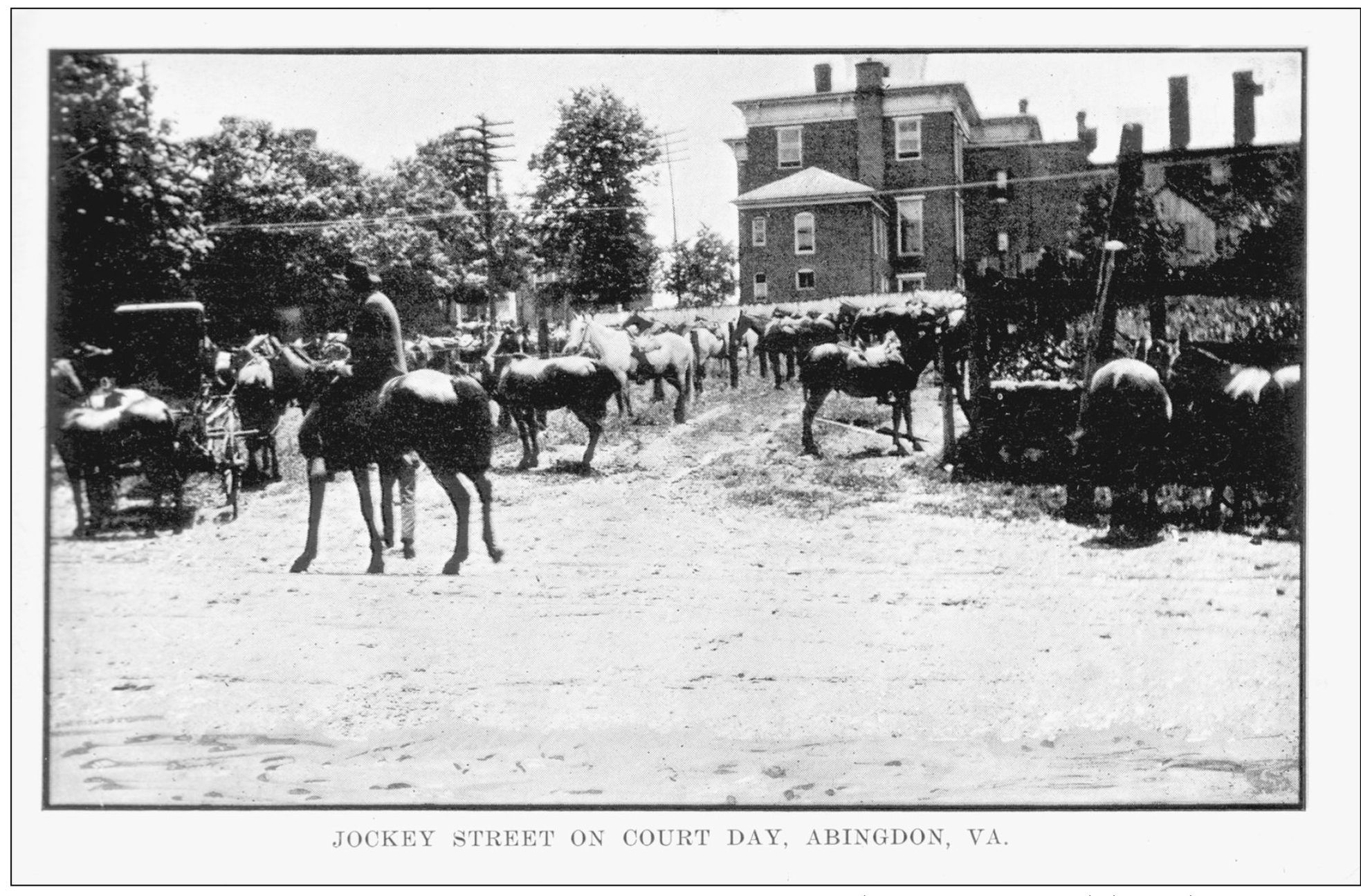 HORSEMEN IN THE JOCKEY LOT BEHIND THE COURTHOUSE This c 1900 postcard shows - photo 5