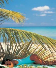 A Western tourist sleeping beneath a shady palm frond on Lamai Beach Ko - photo 12